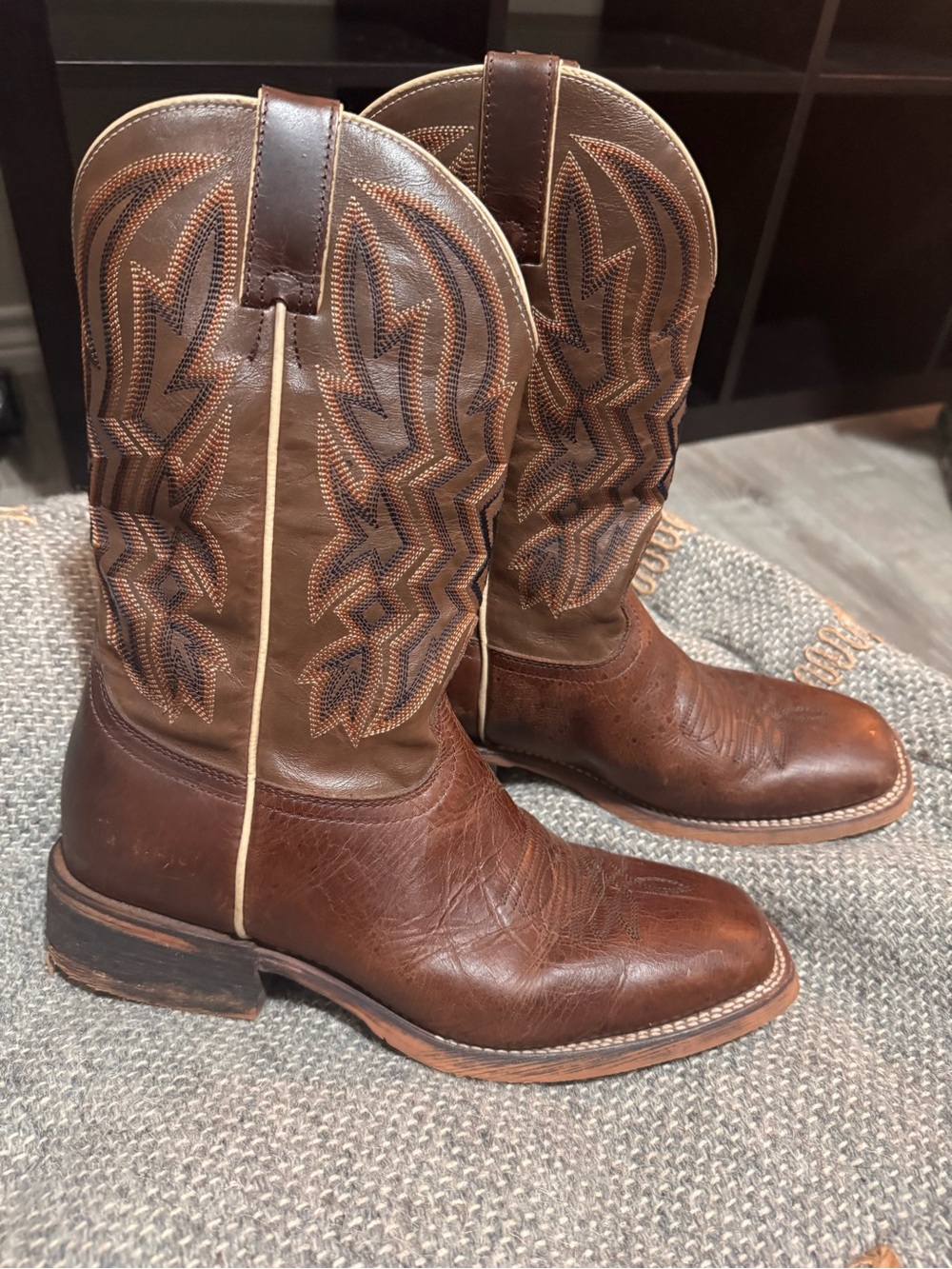 Nocona Brown Two-Tone Embroidered Western Cowboy Boots